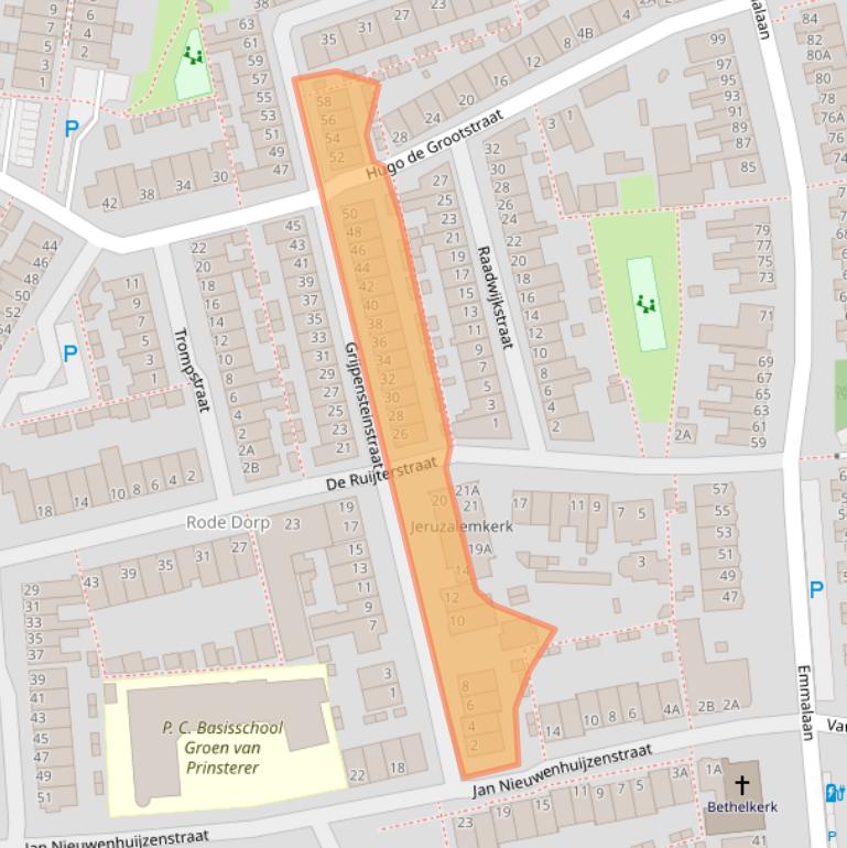 Kaart van postcodegebied 2405GN.