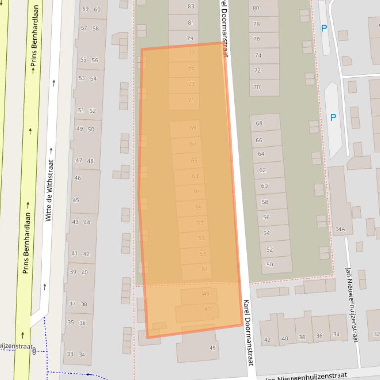 Kaart van postcodegebied 2405VM.