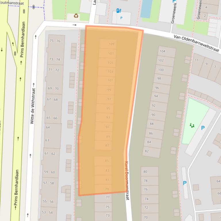 Kaart van postcodegebied 2405VN.