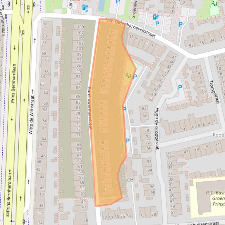 Kaart van postcodegebied 2405VP.