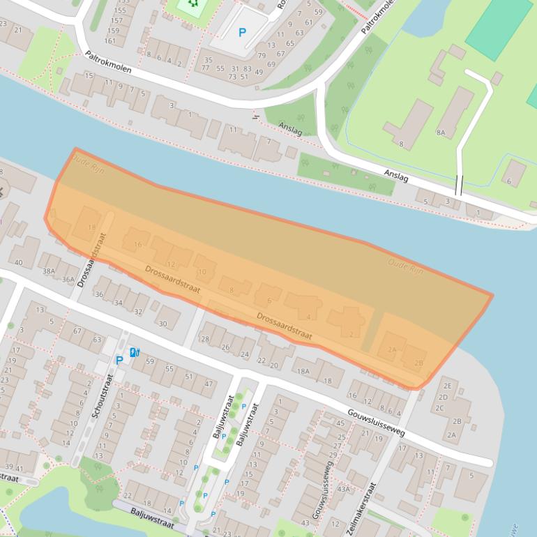 Kaart van postcodegebied 2405WZ.