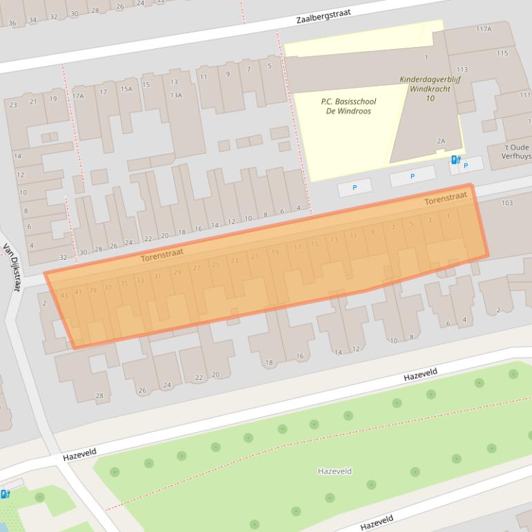 Kaart van postcodegebied 2405XG.