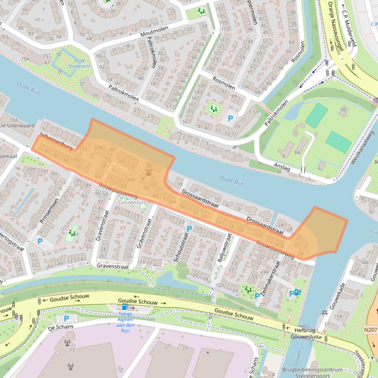 Kaart van postcodegebied 2405XS.