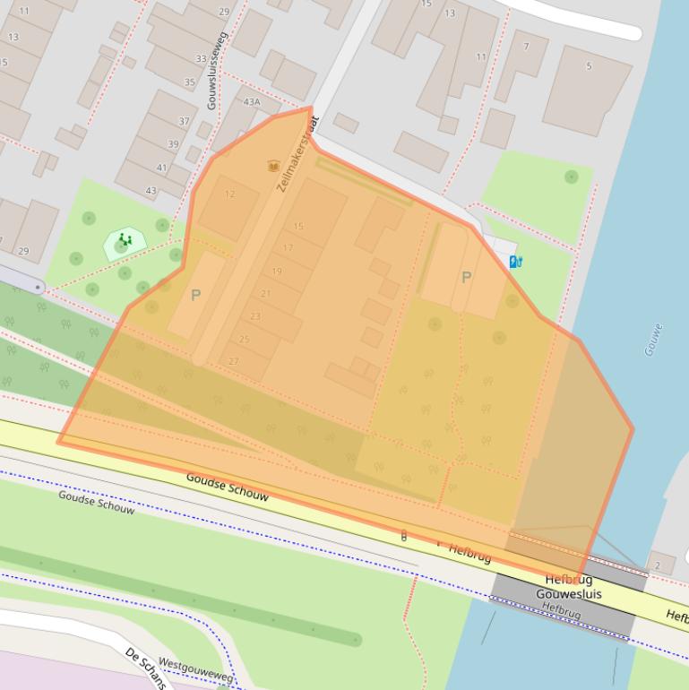 Kaart van postcodegebied 2405XT.