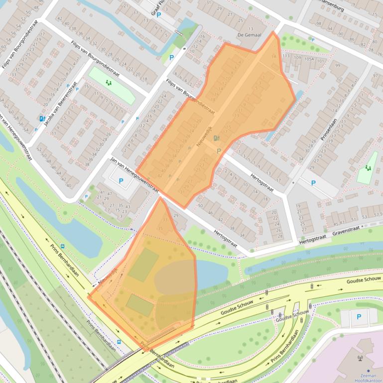 Kaart van postcodegebied 2405XW.
