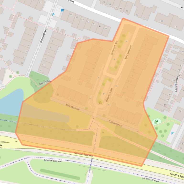 Kaart van postcodegebied 2405ZA.