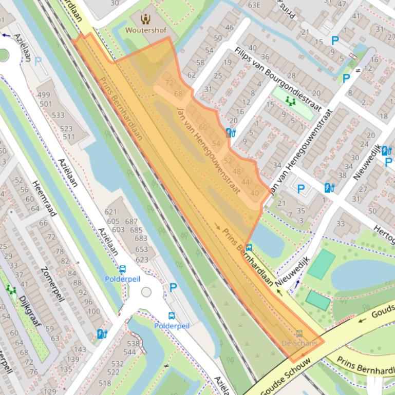 Kaart van postcodegebied 2405ZK.