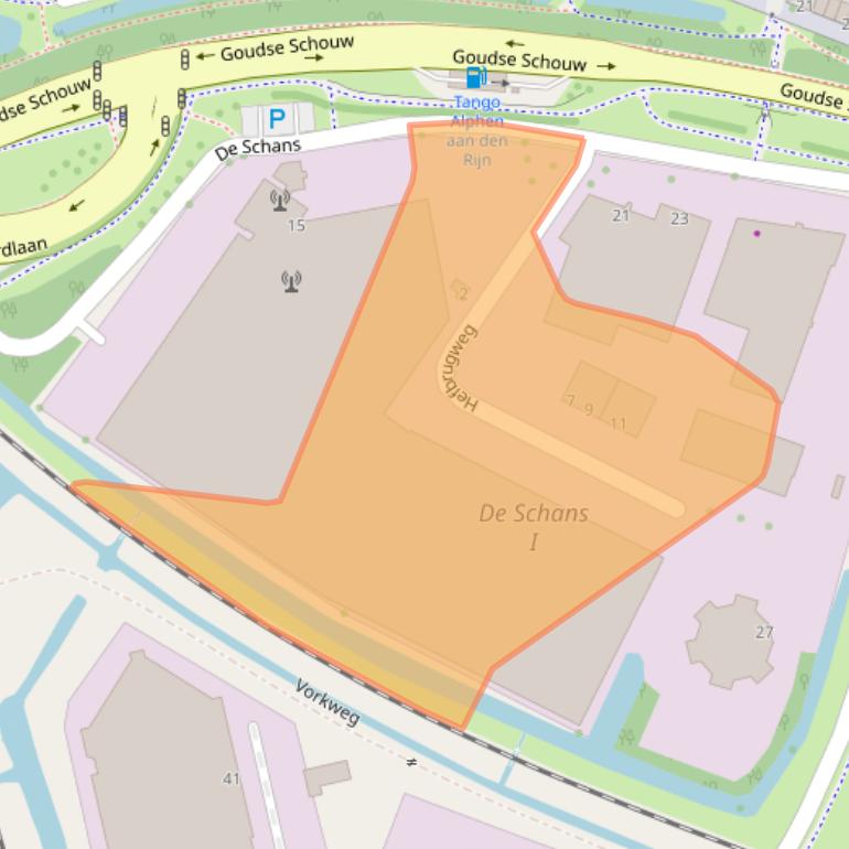 Kaart van postcodegebied 2405ZZ.