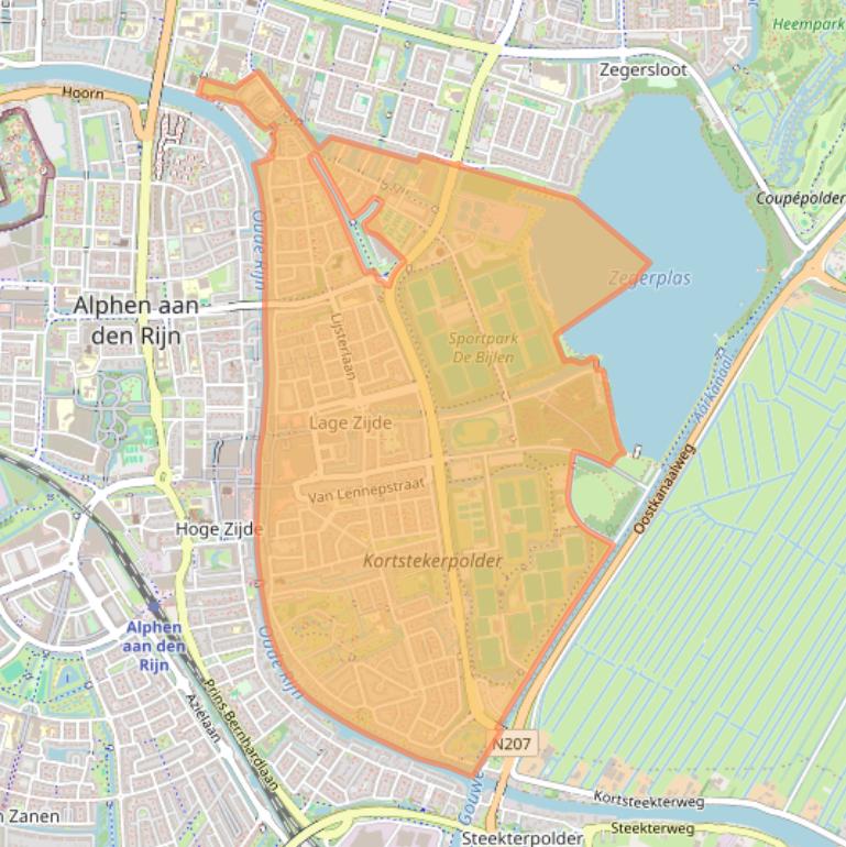 Kaart van postcodegebied 2406.