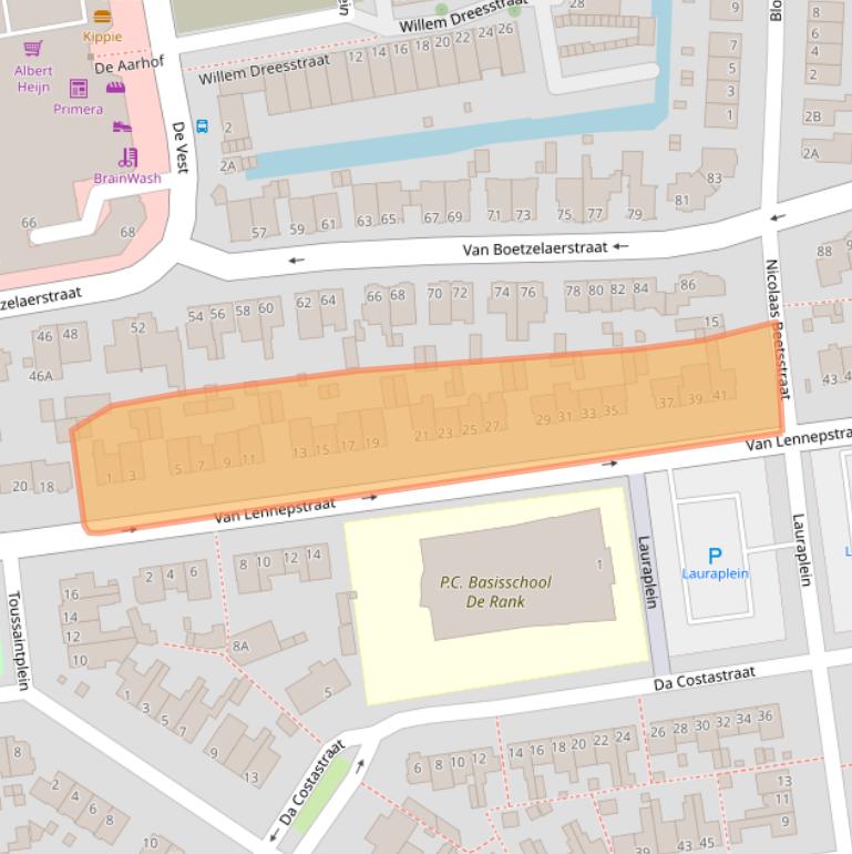 Kaart van postcodegebied 2406AW.