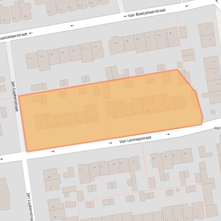 Kaart van postcodegebied 2406AZ.