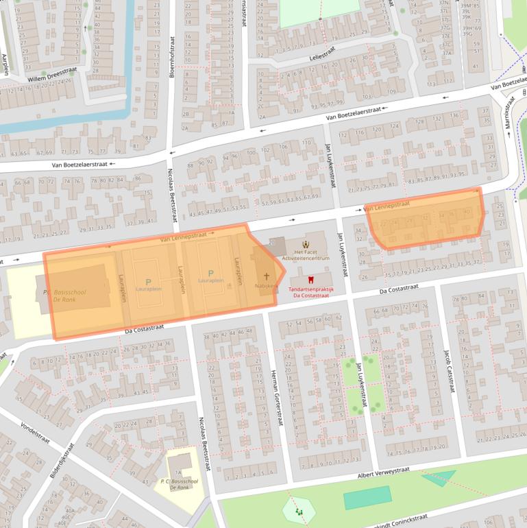 Kaart van postcodegebied 2406BB.