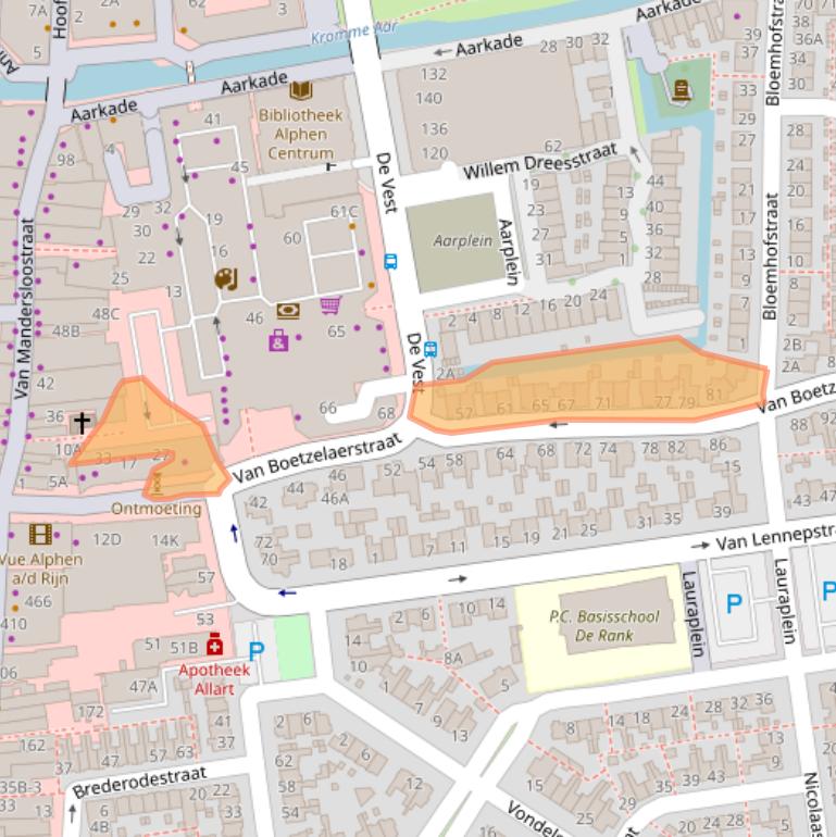 Kaart van postcodegebied 2406BD.