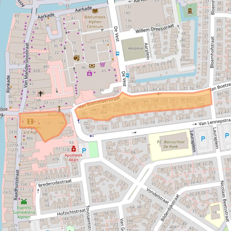 Kaart van postcodegebied 2406BG.