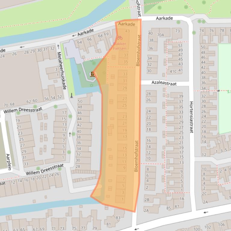 Kaart van postcodegebied 2406BR.