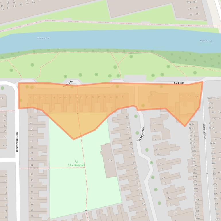 Kaart van postcodegebied 2406BX.
