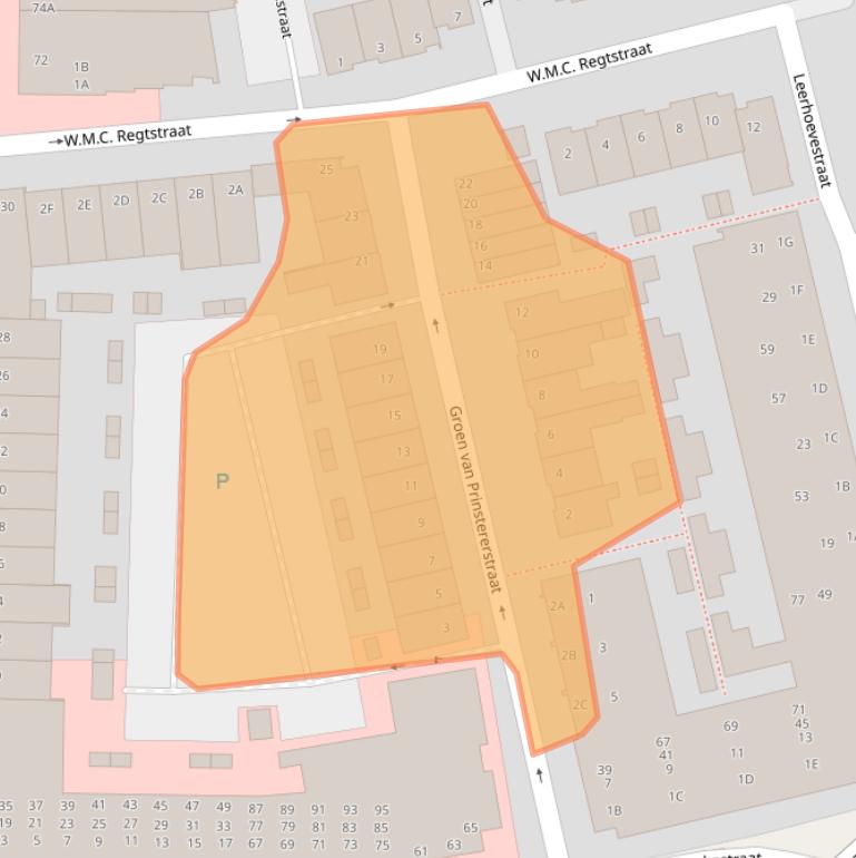 Kaart van postcodegebied 2406CJ.