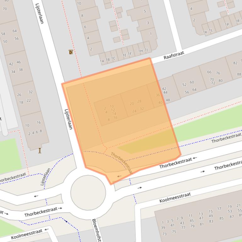 Kaart van postcodegebied 2406EC.