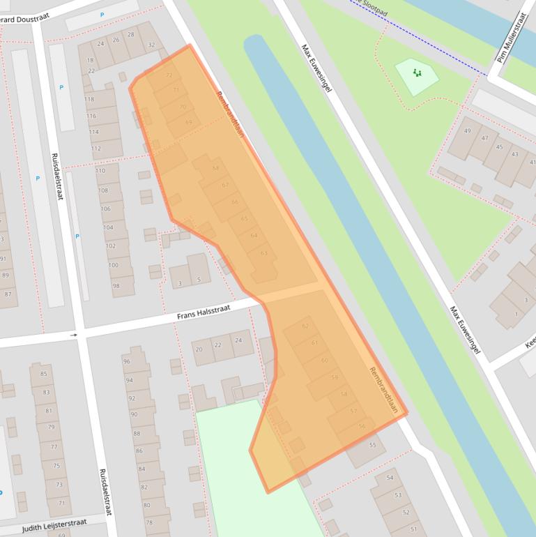 Kaart van postcodegebied 2406HB.