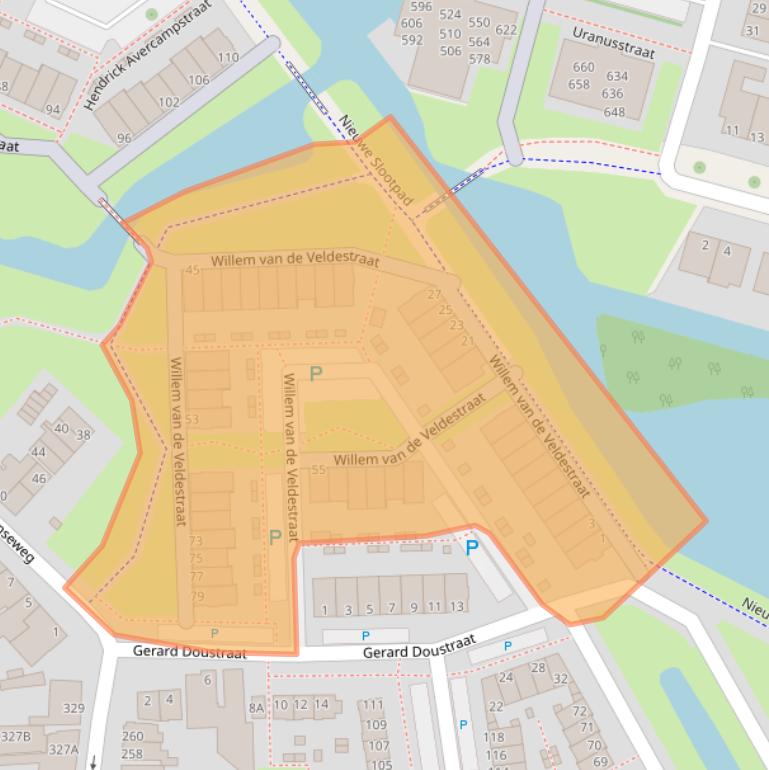 Kaart van postcodegebied 2406HH.