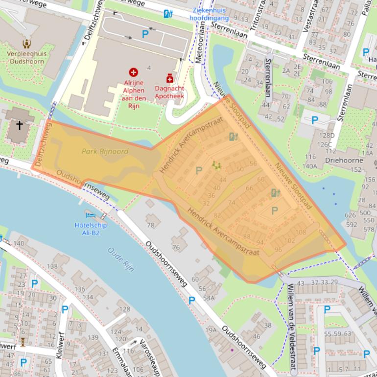 Kaart van postcodegebied 2406HJ.