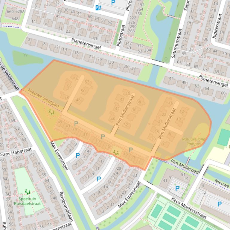 Kaart van postcodegebied 2406LP.