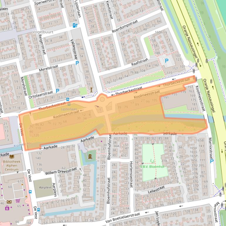Kaart van postcodegebied 2406LZ.