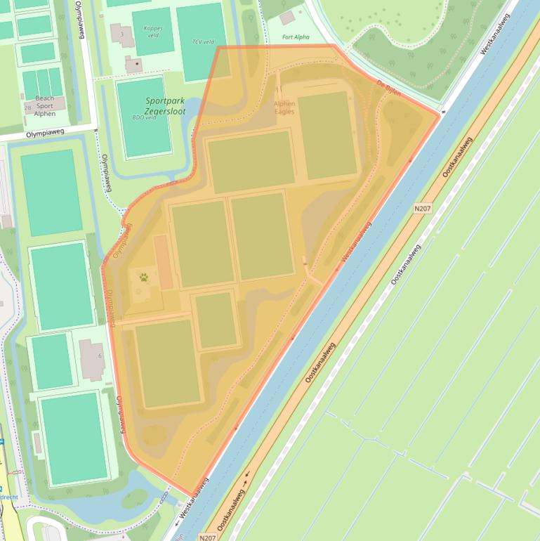 Kaart van postcodegebied 2406NA.