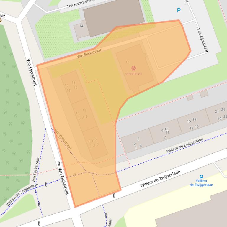 Kaart van postcodegebied 2406TZ.