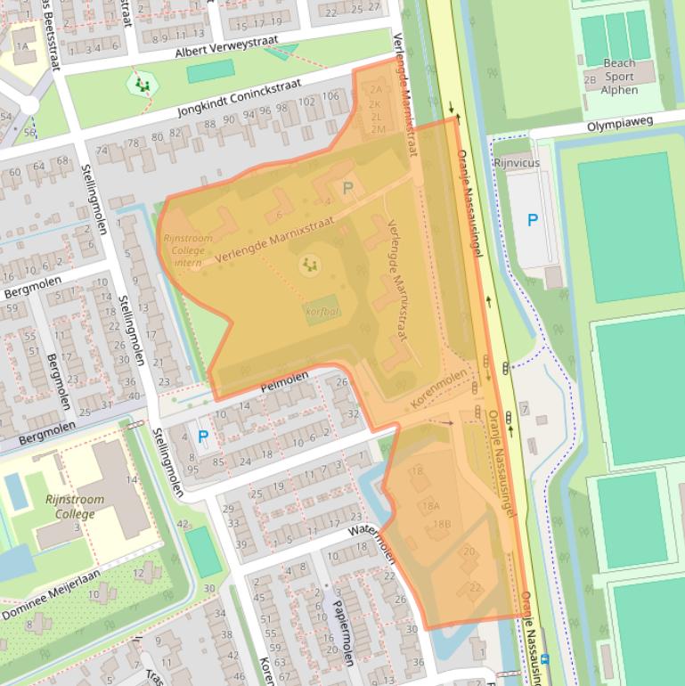 Kaart van postcodegebied 2406VV.