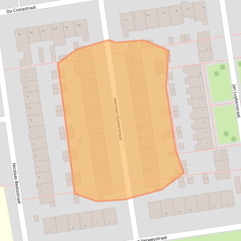 Kaart van postcodegebied 2406XB.