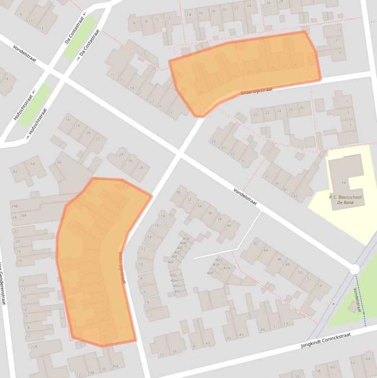 Kaart van postcodegebied 2406XD.