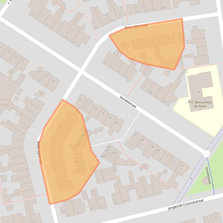 Kaart van postcodegebied 2406XE.
