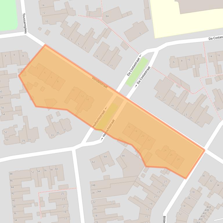 Kaart van postcodegebied 2406XH.