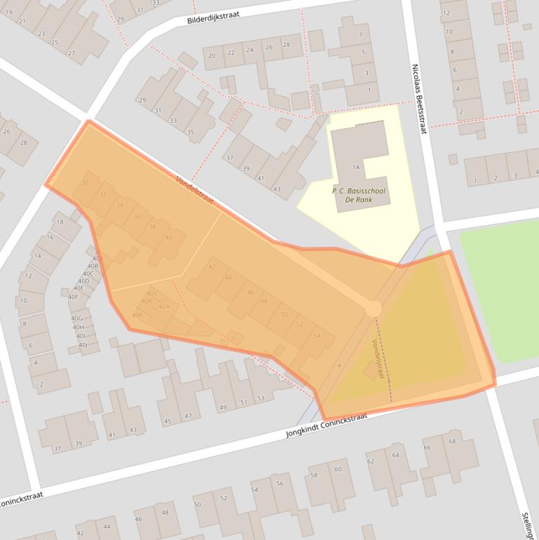 Kaart van postcodegebied 2406XJ.