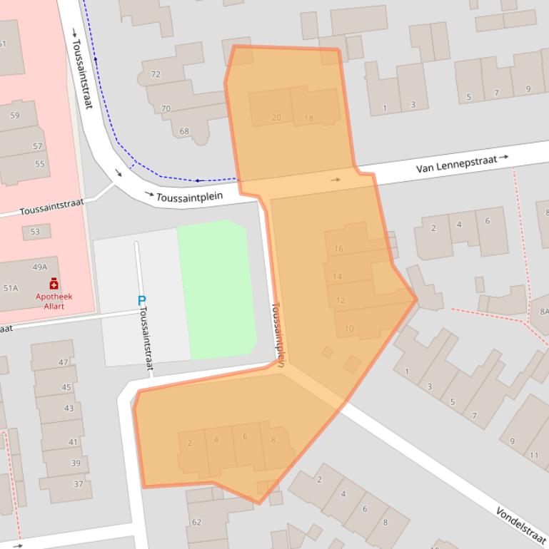 Kaart van postcodegebied 2406XL.