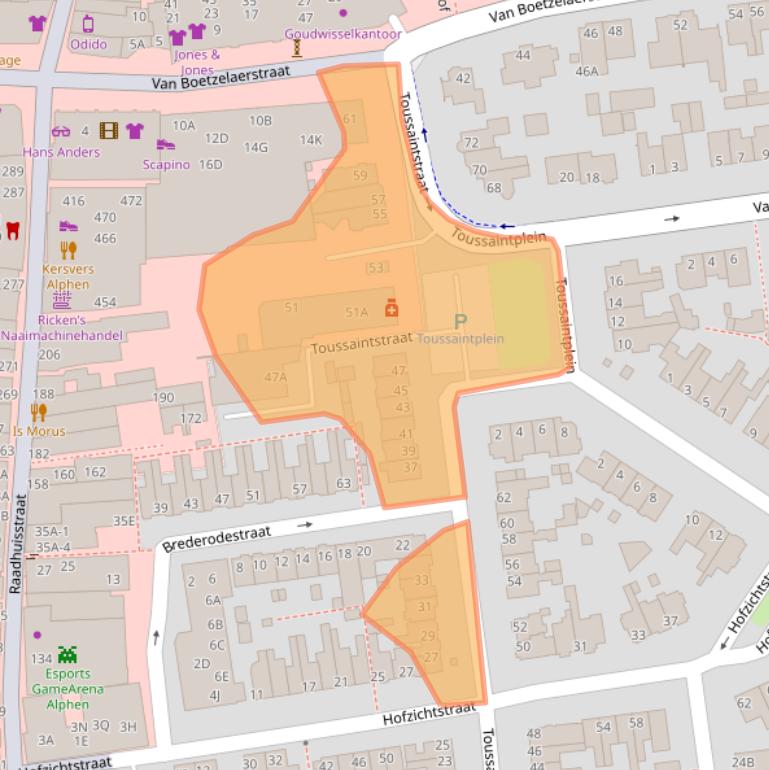 Kaart van postcodegebied 2406XN.