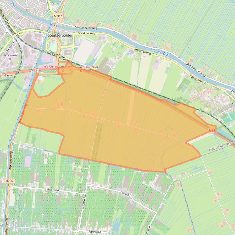 Kaart van postcodegebied 2407AB.