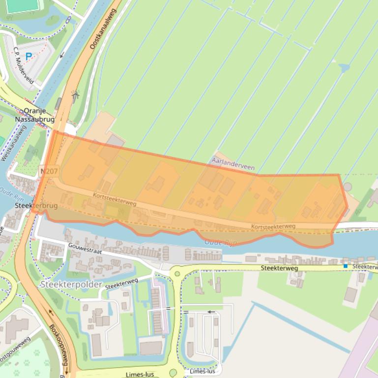 Kaart van postcodegebied 2407AJ.