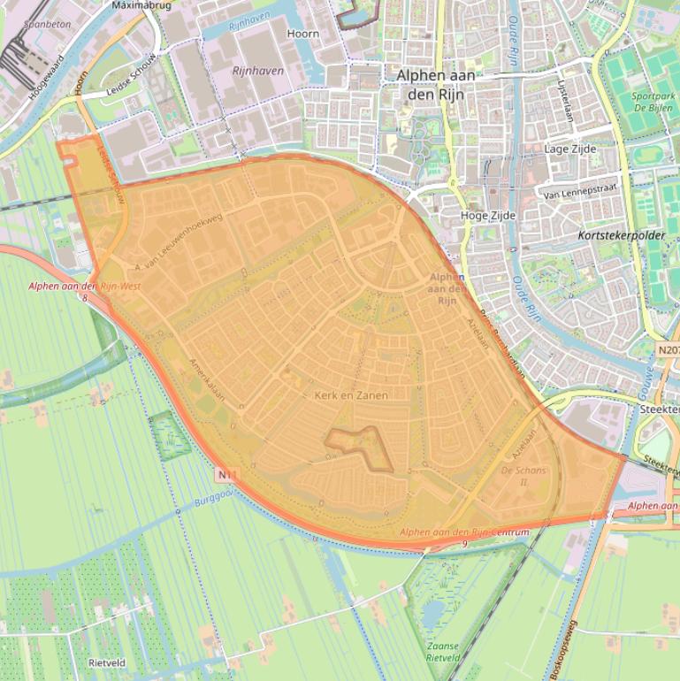 Kaart van postcodegebied 2408.