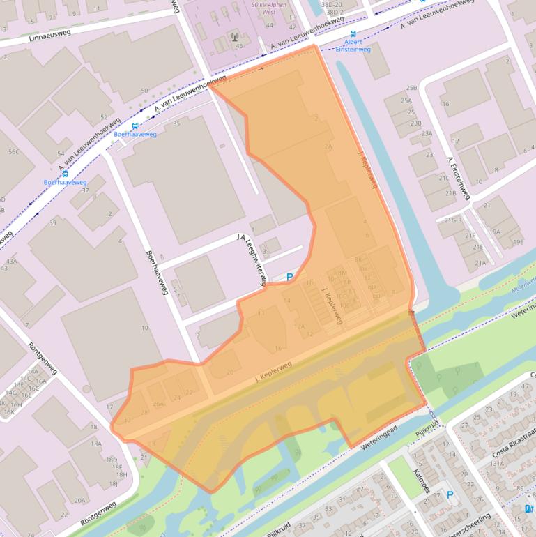 Kaart van postcodegebied 2408AC.