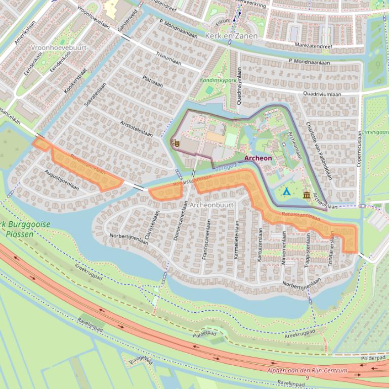 Kaart van postcodegebied 2408DX.