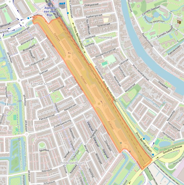 Kaart van postcodegebied 2408HZ.