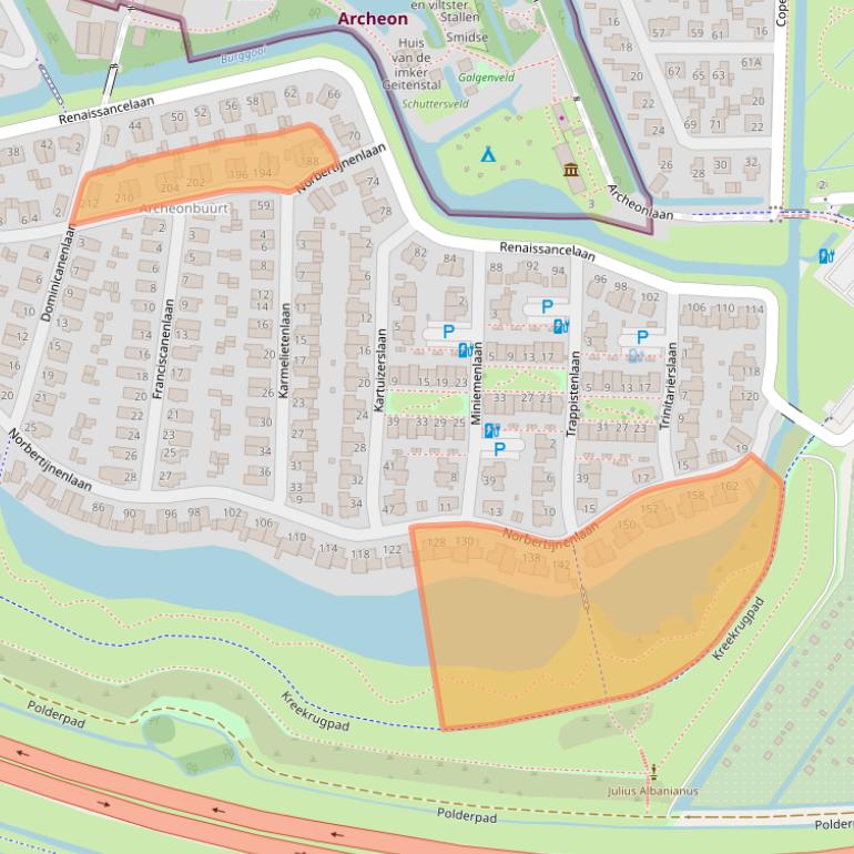 Kaart van postcodegebied 2408KB.