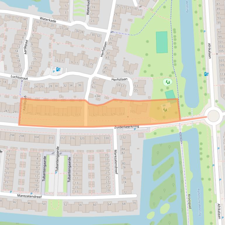 Kaart van postcodegebied 2408NZ.