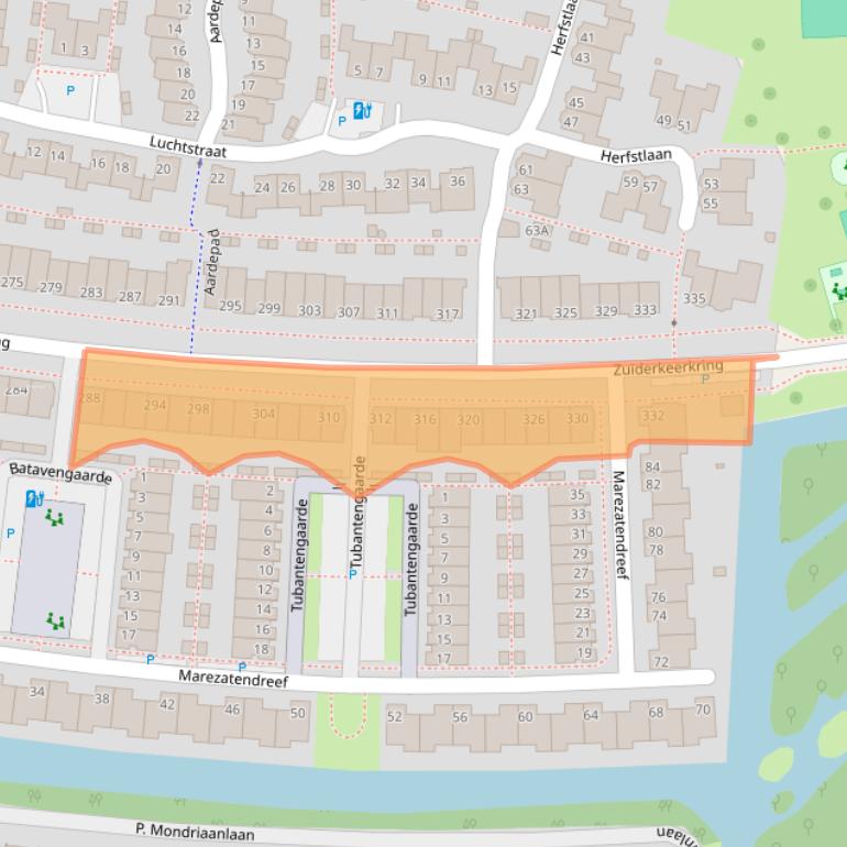 Kaart van postcodegebied 2408TJ.