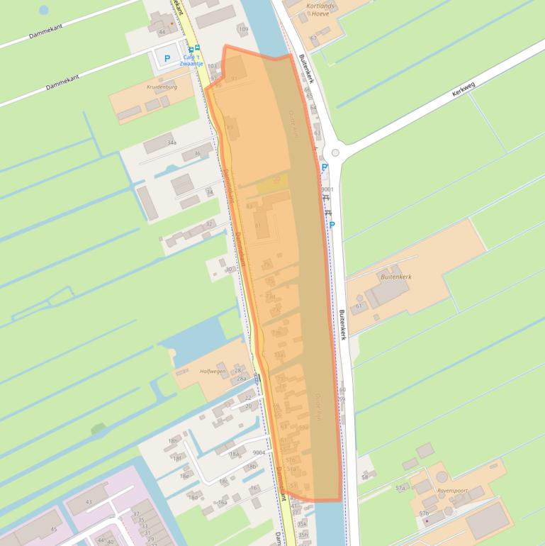 Kaart van postcodegebied 2411CB.