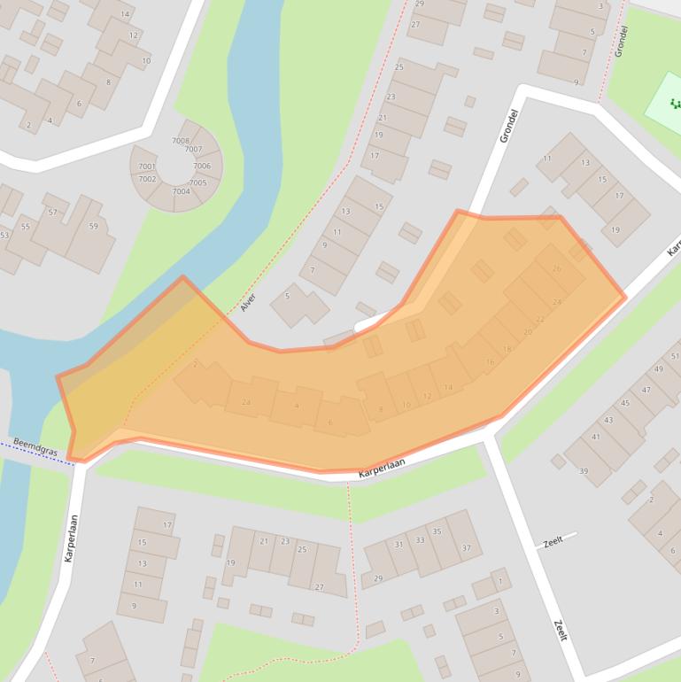 Kaart van postcodegebied 2411DB.
