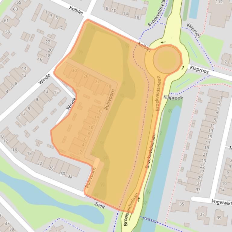 Kaart van postcodegebied 2411DG.