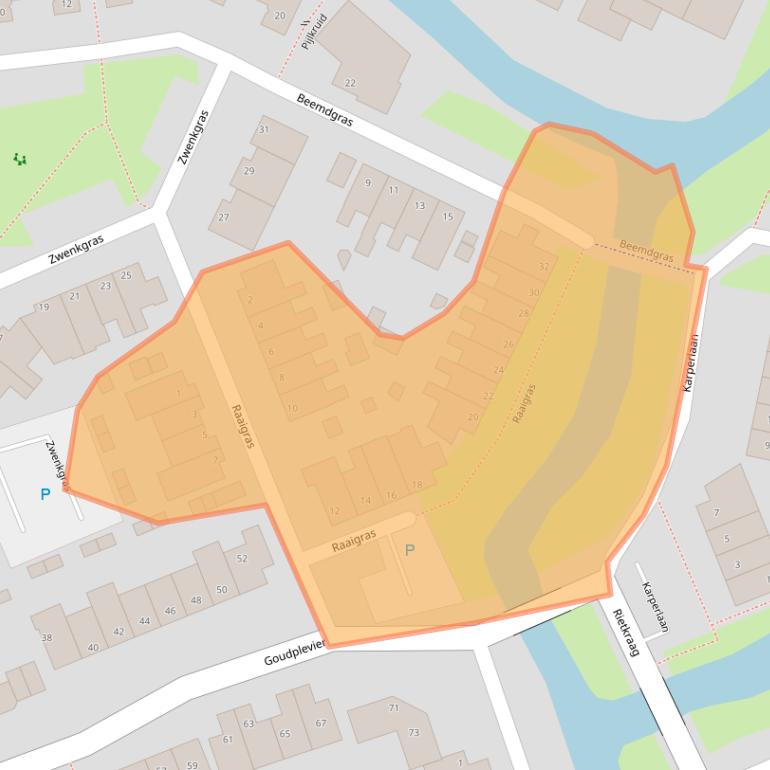 Kaart van postcodegebied 2411DW.